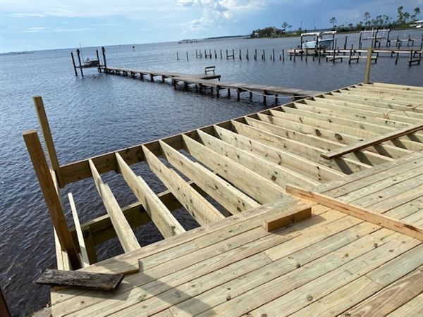Waterfront dock and deck under construction